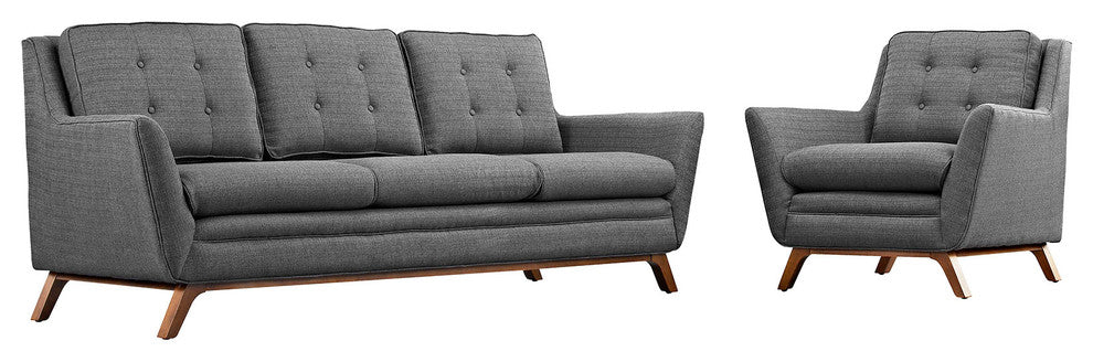 Modern Gray Beguile Living Room Set Upholstered Fabric Set of 2