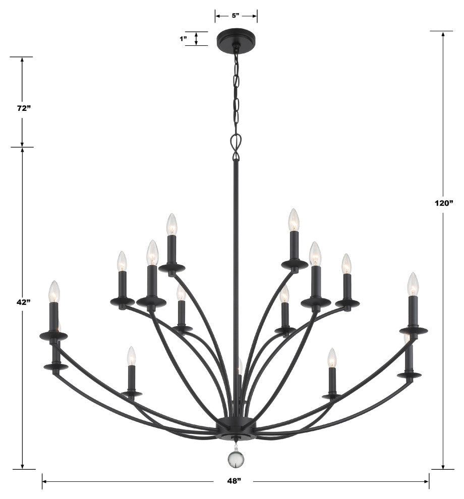Mila 15-Light Black Chandelier