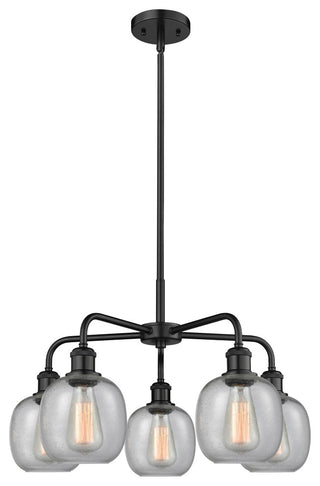Belfast 5-Light 24" Stem Chandelier, Matte Black, Seedy
