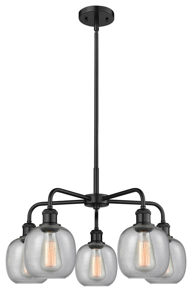 Belfast 5-Light 24" Stem Chandelier, Matte Black, Seedy