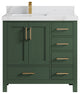 Malibu 36 Left Offset Bath Vanity in Lafayette Green 2" Calacatta Sienna