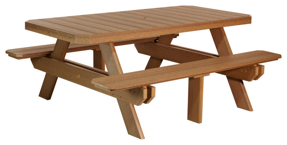 Poly 6' Rectangle Picnic Table, Antique Mahogany