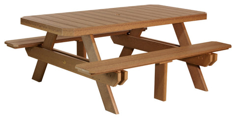 Poly 6' Rectangle Picnic Table, Antique Mahogany