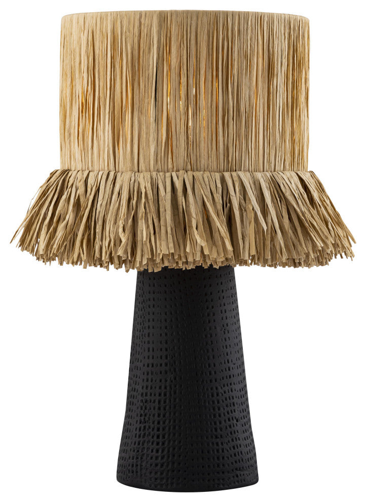 Amira Rafia Natural Table Lamp, Black,Natural