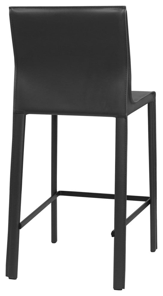 Elite Living Stan Leather 26" Counter Height Bar Stool, Black