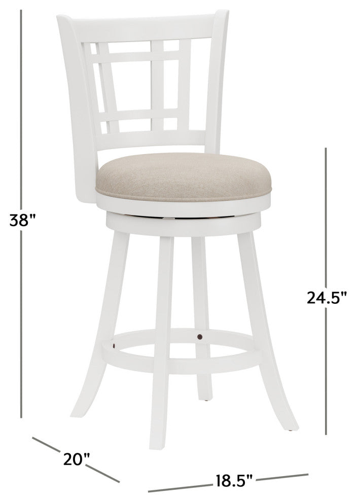 Fairfox Wood Swivel Stool, White, Counter Stool