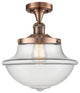 Large Oxford 1-Light Semi-Flush Mount, Antique Copper, Clear