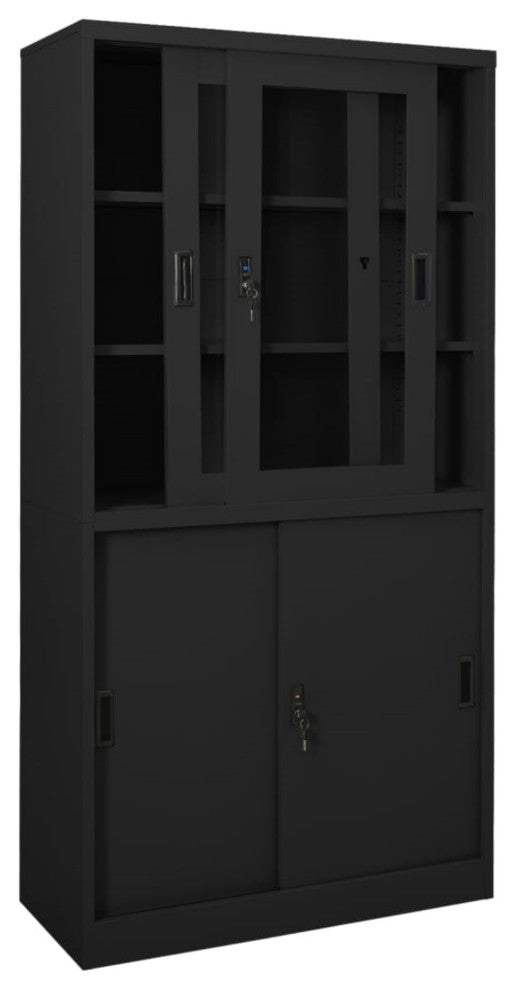 Vidaxl Office Cabinet With Sliding Door Anthracite 35.4"x15.7"x70.9" Steel