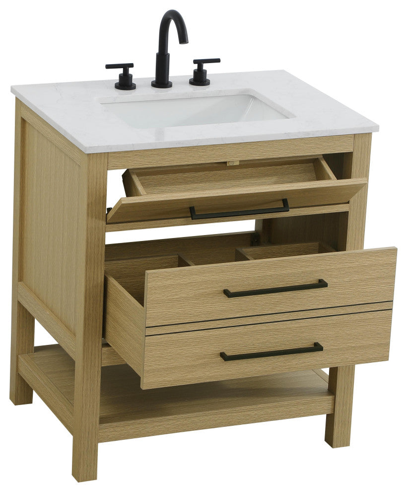 Home Living 30" Single Bathroom Vanity, Honey Brown