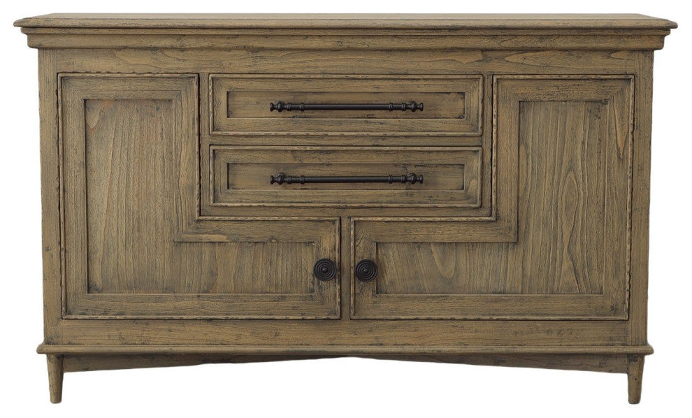 Natural Sheridan 60" 2-Door Sideboard With Drawers, Brown