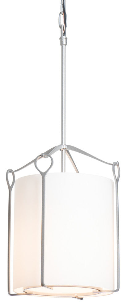 Bow Tall Mini Pendant, Vintage Platinum Finish, Opal Glass