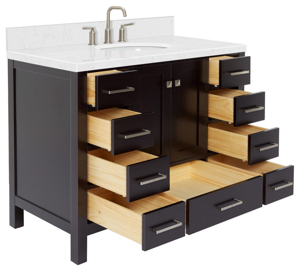 Ariel Cambridge 42" Single Oval Sink Vanity, Carrara Quartz