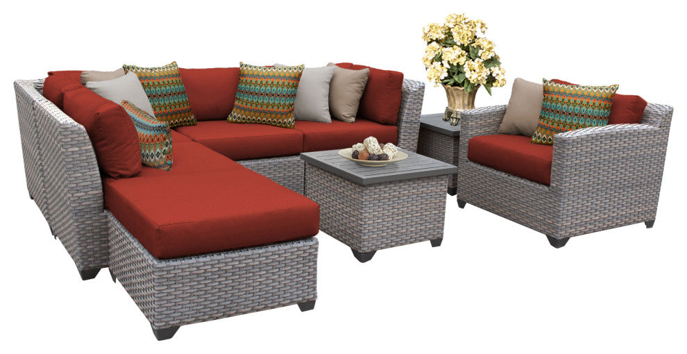 Florence 8 Piece Outdoor Wicker Patio Furniture Set 08g, Terracotta