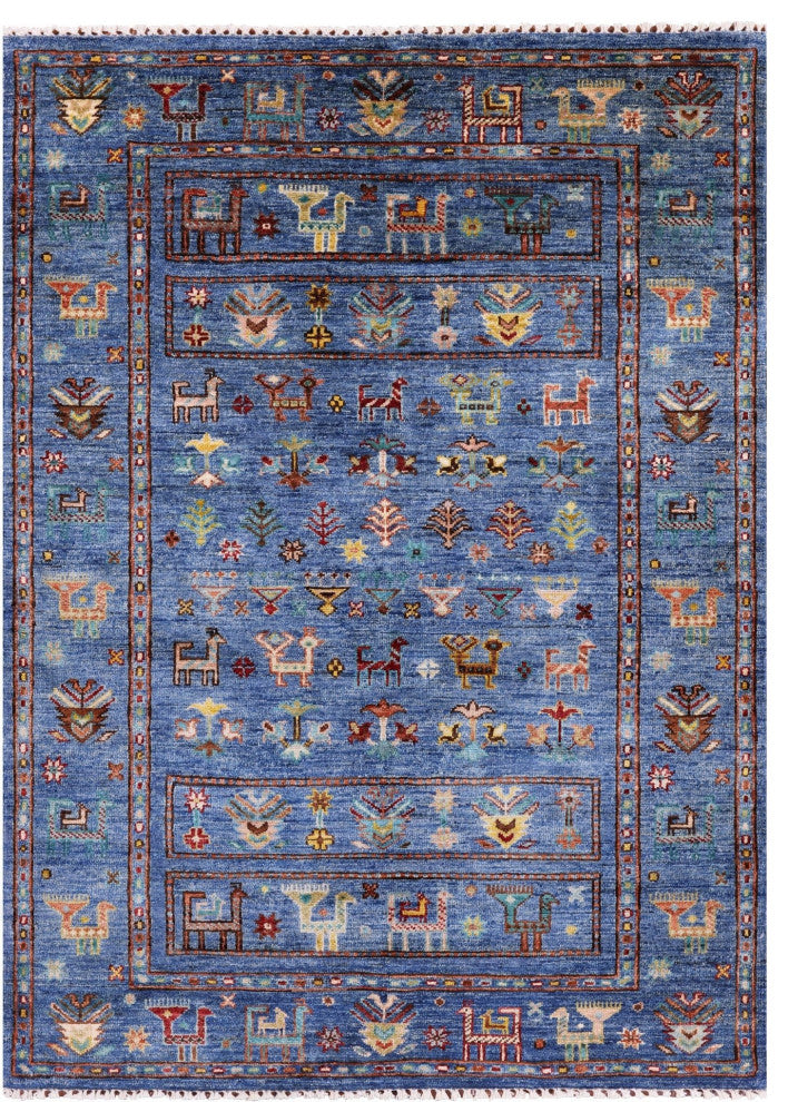 3' 6" X 4' 11" Persian Gabbeh Tribal Handmade Rug Q10823