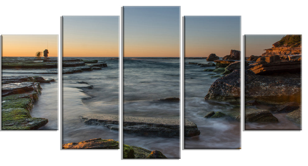 "Sydney Sunrise Over Seashore" Canvas Print, 5 Panels