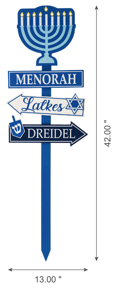 42"H Wooden HANUKKAH Yardstake With Light