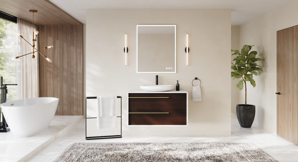 The Rhone Bathroom Vanity, Smoke Grey, 42", Single Sink, Wall Mounted