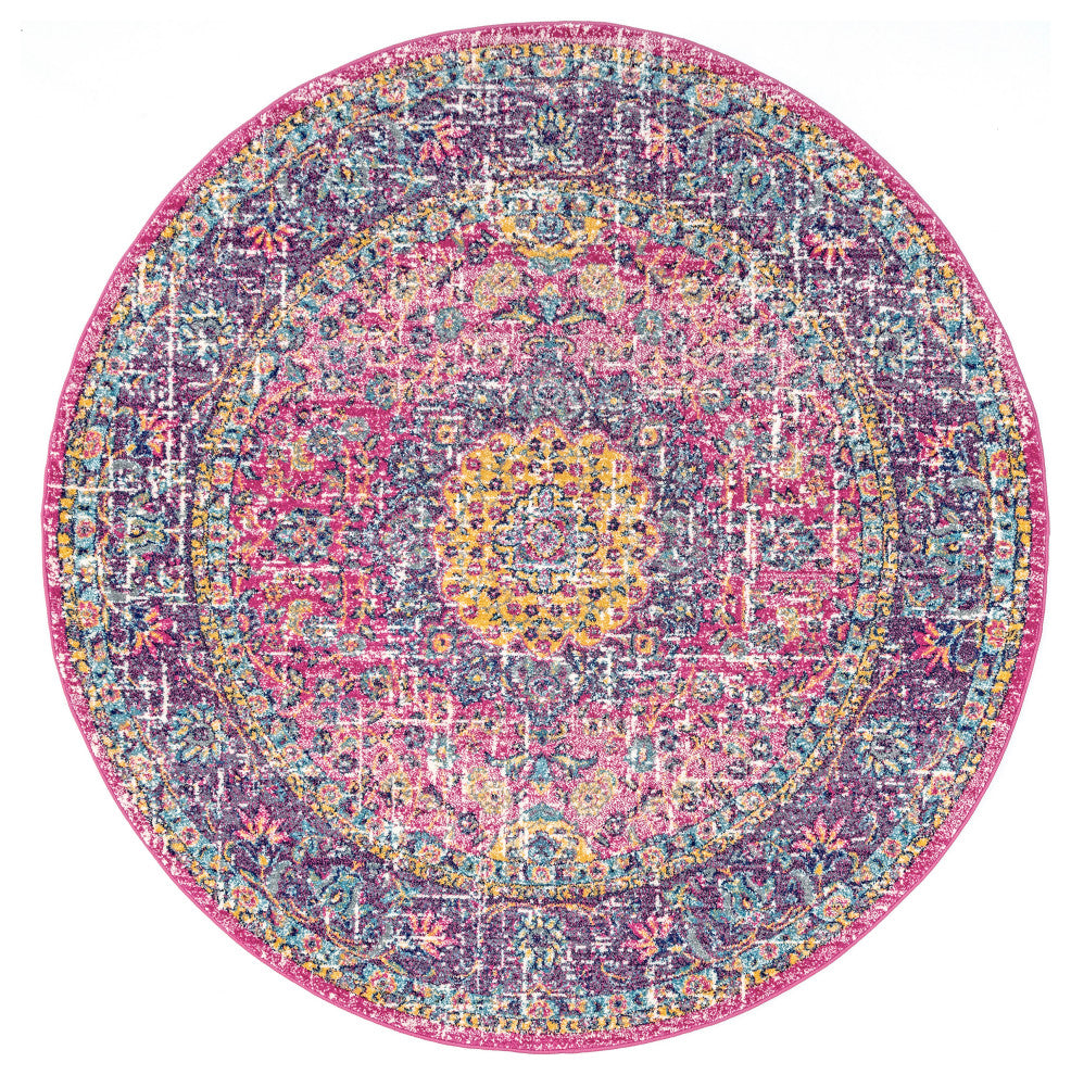 Nuloom Traditional Medallion Verona Rug, Fuchsia 6'Round