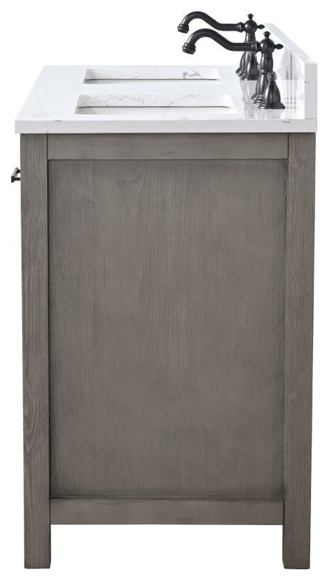 Jasper 54" Bathroom Vanity, Textured Gray, Ariston White Engineered Stone Top