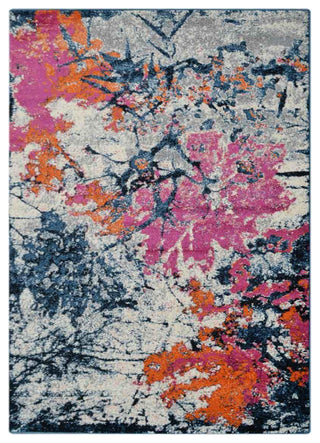MACHINE MADE HEATSET POLYPROPYLENE AREA RUGS -Orange Color,Floral Design, [Rectangle] 5'x8'