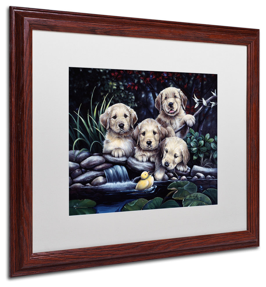 Jenny Newland 'Puppies To The Rescue' Matted Framed Art, 20x16