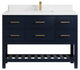 Parker 48 Single Sink Bath Vanity in Navy Blue  1.5" White Quartz