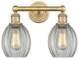 Eaton 2-Light 15" Bath Vanity Light, Brushed Brass Finish, Clear Shade