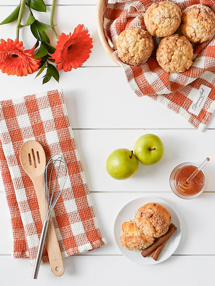 Ginger Checker Washed Waffle Dishtowel (Set of 2)