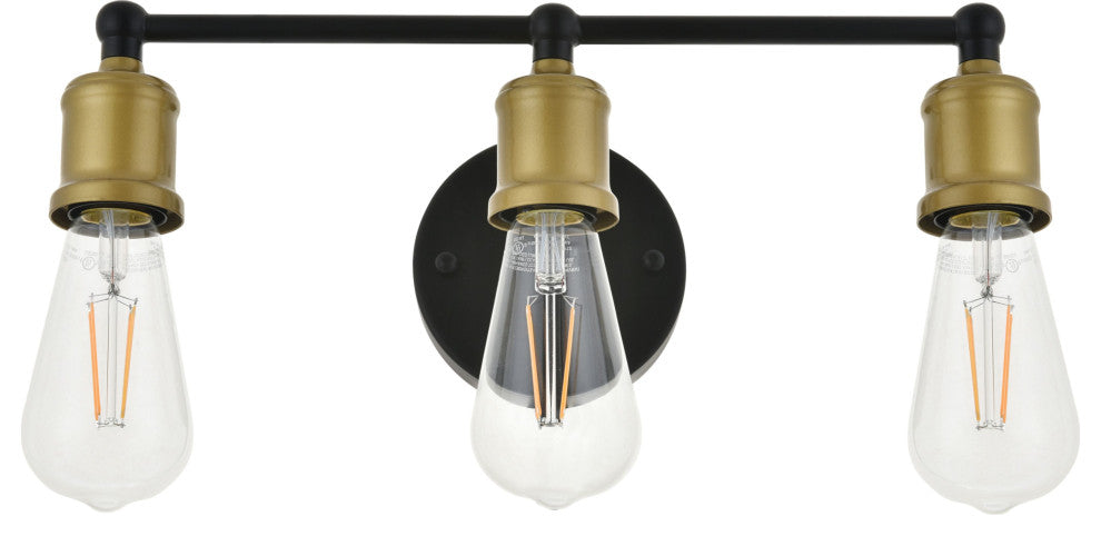 Elegant Lighting LD4028W16 Serif 3 Light 15"W Bathroom Vanity - Black