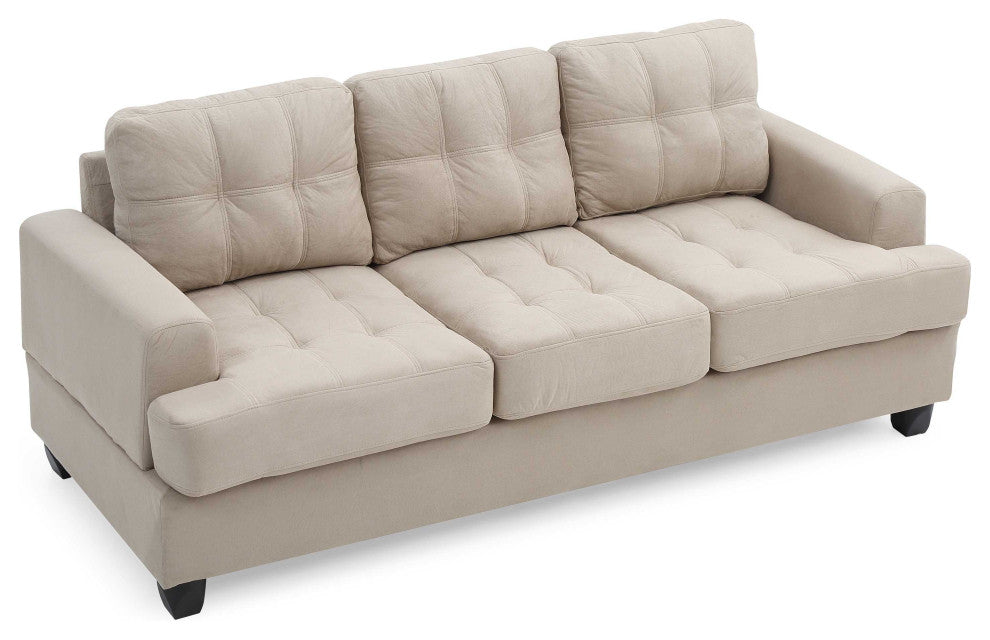 Sandridge 79 in. W Flared Arm Microfiber Straight Sofa, Vanilla