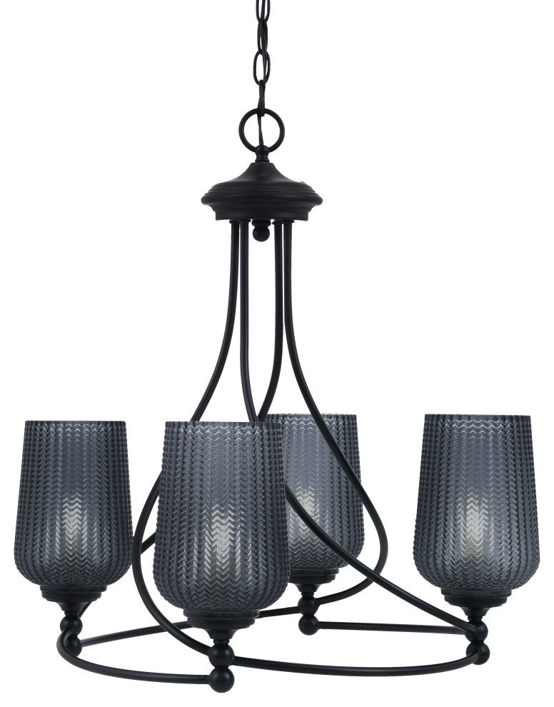 Capri 4-Light Chandelier, Matte Black/Smoke Textured