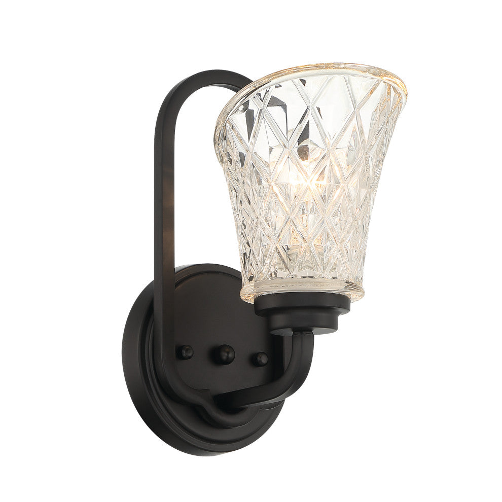 1 Light Dimmable Black Armed Sconce