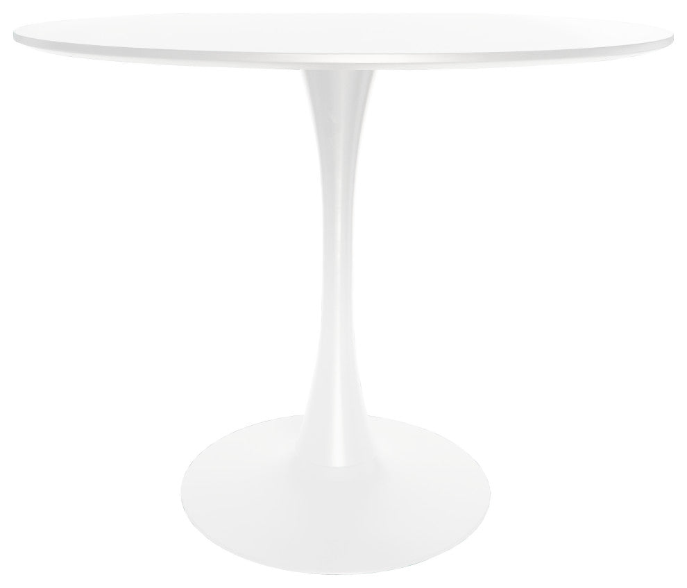 Round Dining Table 35" MDF Wood Tabletop in Steel for Dining Room & Kitchen, White