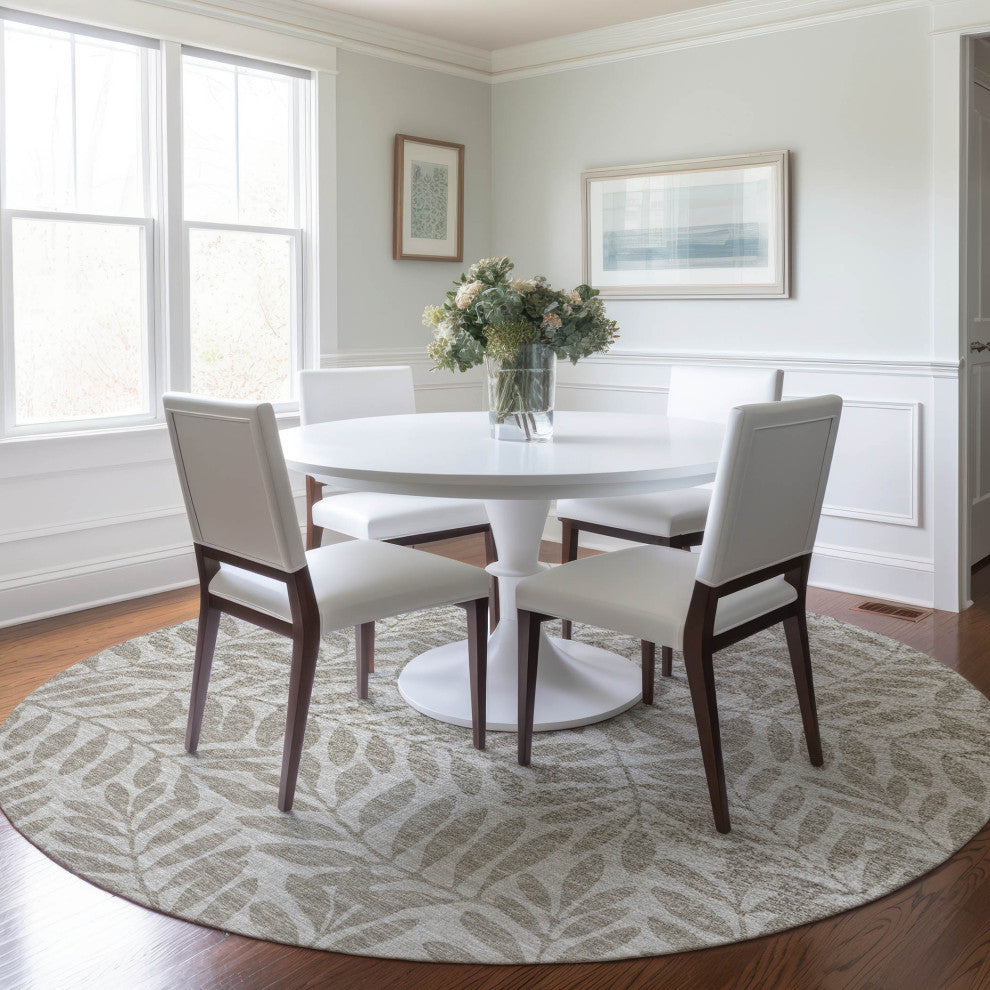 Addison Premium Washable Mayfield AMF111 Neutral 8' x 8' Round Rug