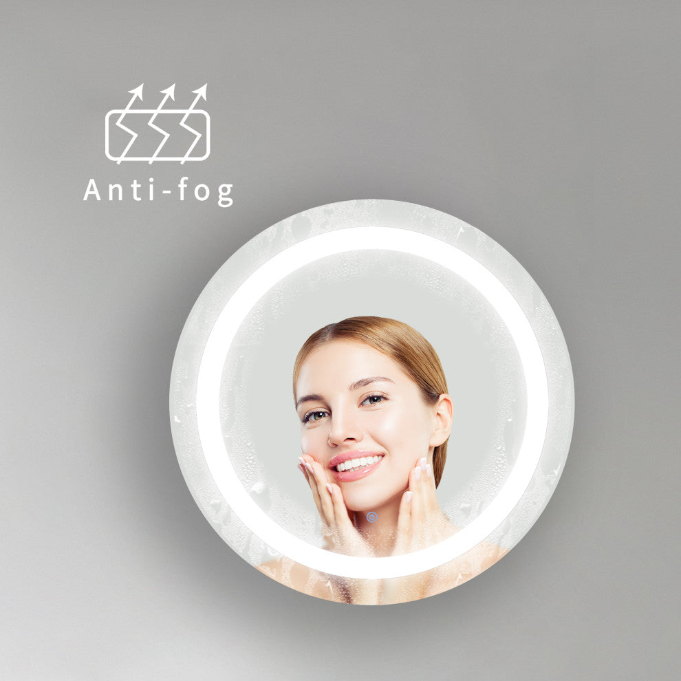 30 In. Round Smart Touch Dimmable Anti-Fog LED Vanity Mirror