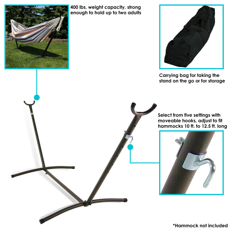 Sunnydaze Space-Saving Brazilian Hammock Stand With Carrying Case, Bronze