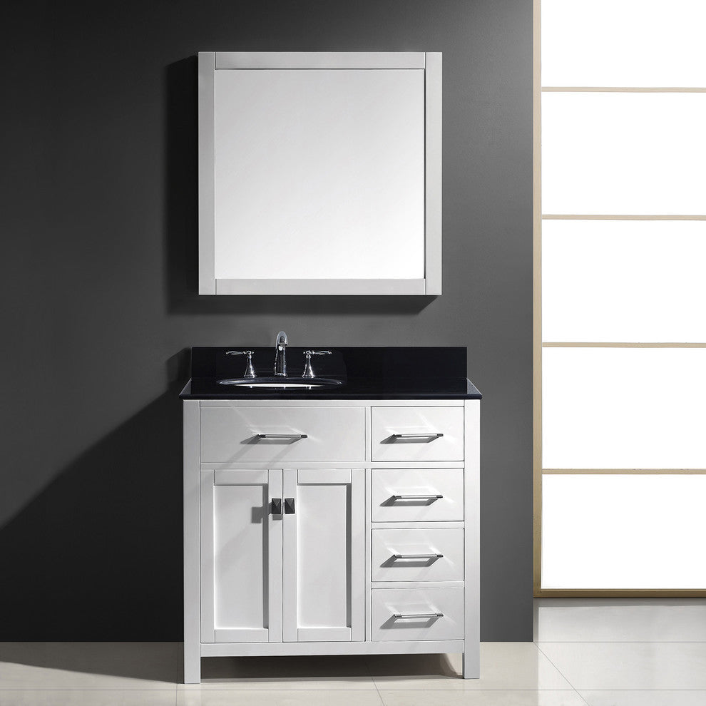 Caroline Parkway 36" Single Bathroom Vanity Set White, Granite Top