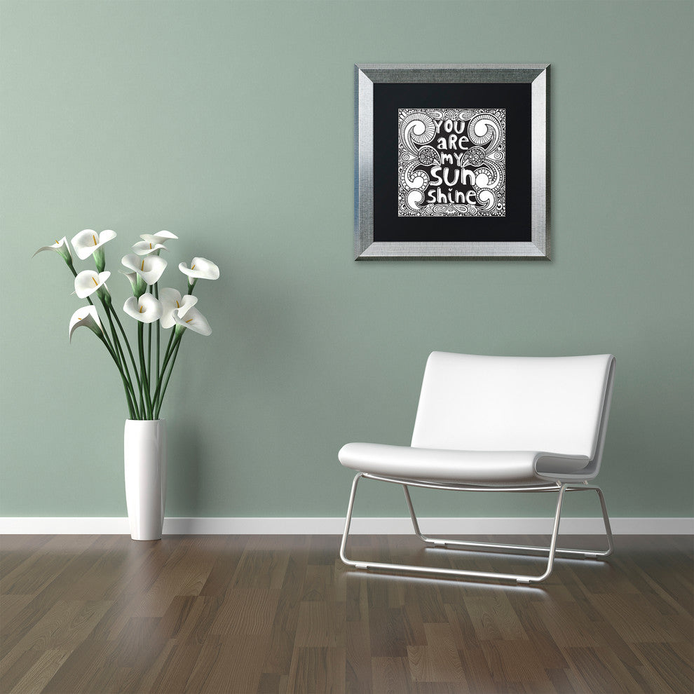 Hello Angel ''Sunshine'' Art, Silver Frame, Black Mat, 16x16