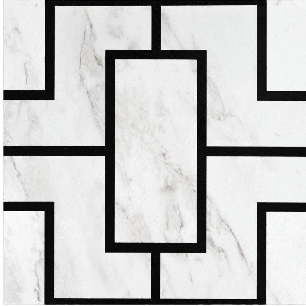 PowerSellerUSA Self-Stick Vinyl Modern Geometric 20-Pcs 1.5mm Thick Tiles 12"
