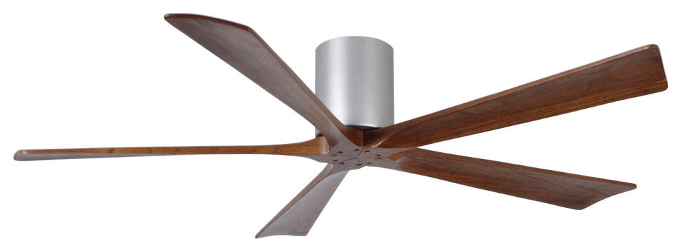 Irene-5 60" Hugger Ceiling Fan, Polished Chrome With Walnut Blades