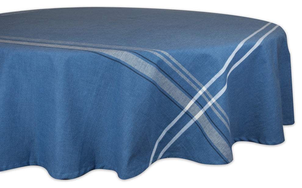 DII Nautical Blue French Stripe Tablecloth 70" Round