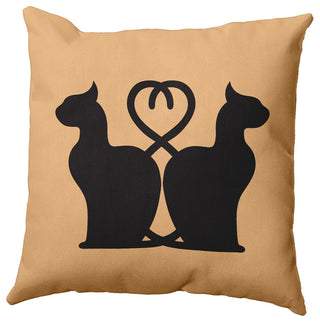 18" x 18" Conniving Cats Decorative Throw Pillow, Pale Gold