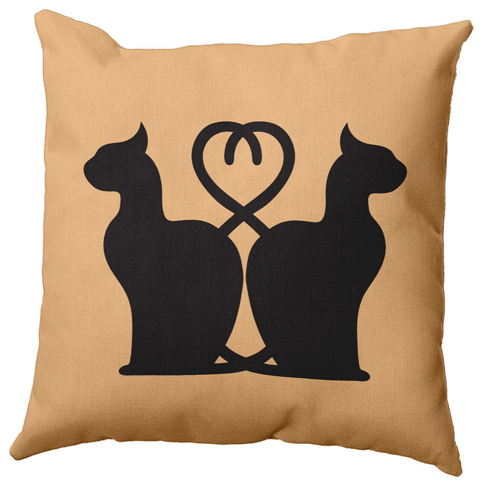 18" x 18" Conniving Cats Decorative Throw Pillow, Pale Gold