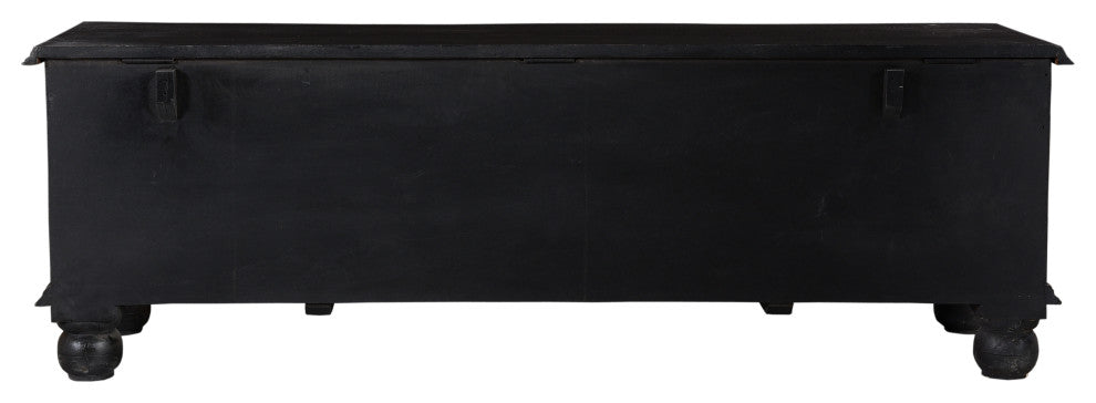Brunswick Carved Box Ottoman, Black