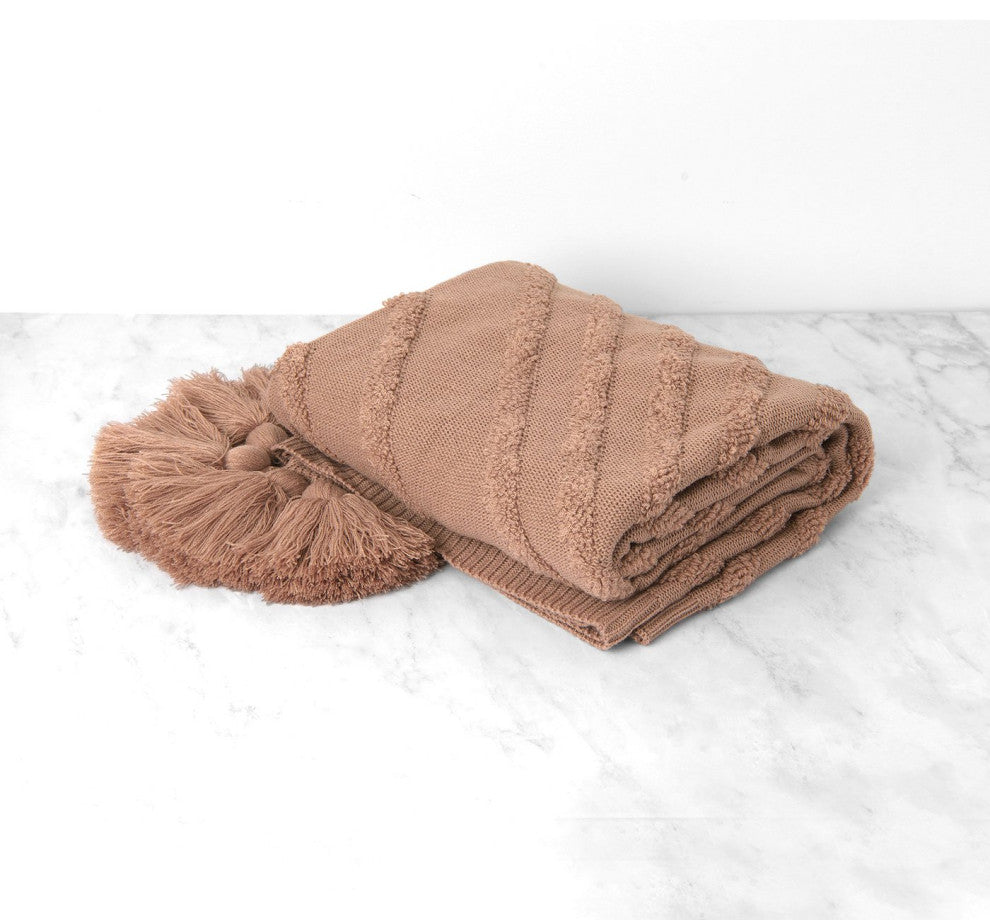 Diagonal Pattern Tassel Throw