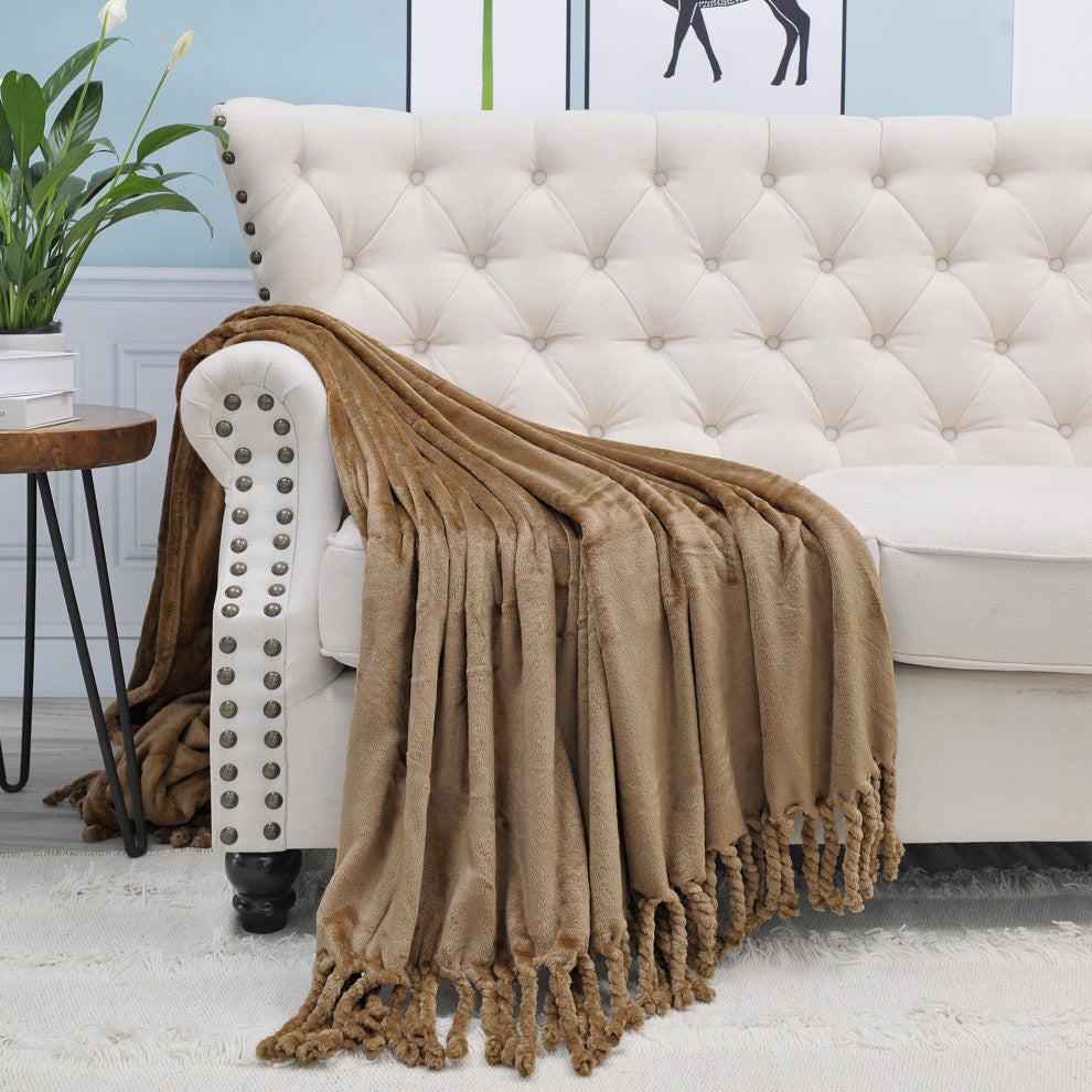 Braided Rope Flannel Fleece Throw, Amphora, 50"x60"