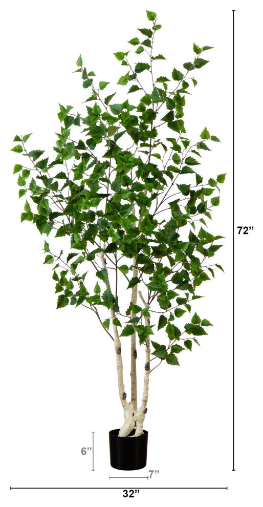 6ft. Artificial Birch Tree With Real Touch Leaves