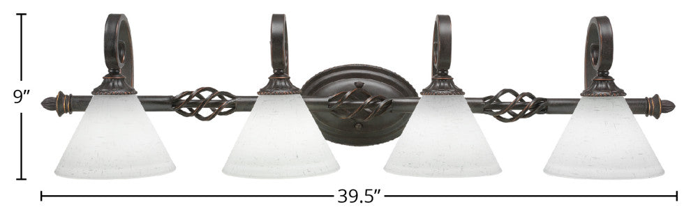 Elegante 4-Light Bath Bar, White Muslin