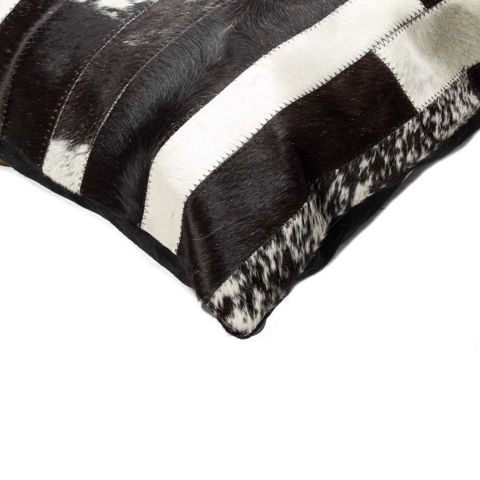 18"x18"x5" Madrid White Torino Kobe Cowhide Pillow