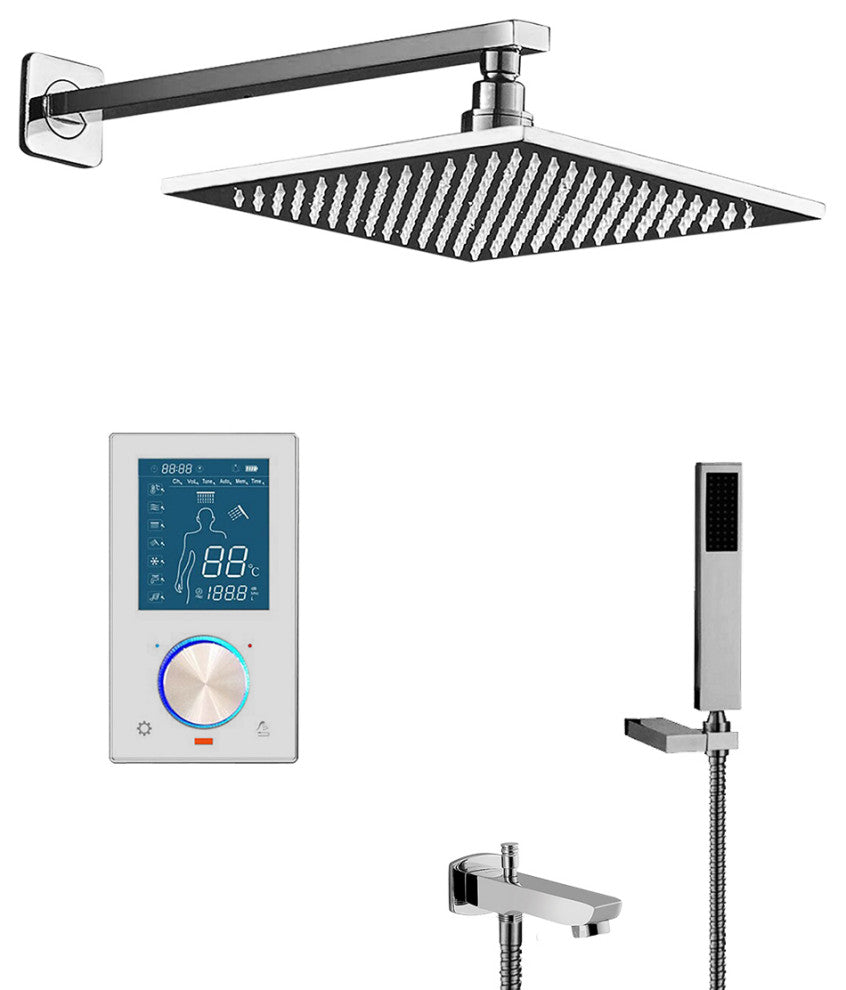 10" Wall Mount digital thermostatic shower Temperature display LED Shower Set